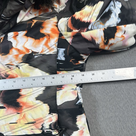 Obermeyer Tuscany II Ski Jacket Womens 10 Abstract Faux Fur Trim Hood Insulated - Picture 9 of 12